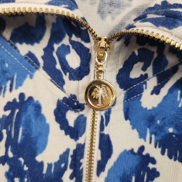 Lilly Pulitzer Angela Zip-Up Jacket Blue White Pockets Flamingos Size Small - Picture 3 of 12